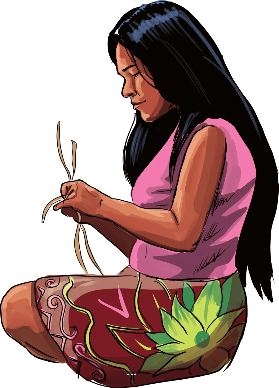 Ilustración de una mujer indígena con el puño en alto